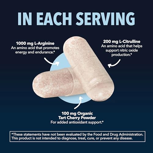 Image of L-Arginine Capsules with L-Citrulline - Nitric Oxide Supplement - L Arginine and L Citrulline Blend - 120 Count - Vegan, Non-GMO Capsules for Performance, Endurance and Muscle Support - 2 Month Supply