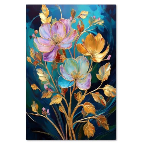 Cuadro decorativo floral de alta definición, lienzo moderno de flores abstractas