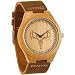 Wonbee Bamboo Wood Watches for Men & Women Cowhide Leather Strap,Bonus 2 Wood Bracelets,Packaged in Gift Box