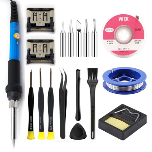 MYPUQIAO PS5 HDMI Port Repair Kit with 60W Soldering Iron Station Screwdrivers Tweezers & Full Tool Set for Sony Playstation 5 Console HDMI Port Replacement(PS5-BKIT)