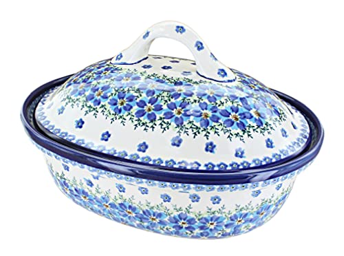 Blue Rose Polish Pottery Kalina Roaster with Lid