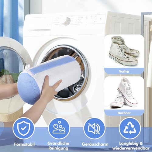 Teletrogy 2Pcs Schuhwaschbeutel Waschmaschine, 3D-Net Schuhwaschbeutel, Rundum-Reinigung, Wiederverwendbar Wäschesack Schuhe mit Verstecktem Reißverschluss, Schuhbeutel für Waschmaschine, Max EU46
