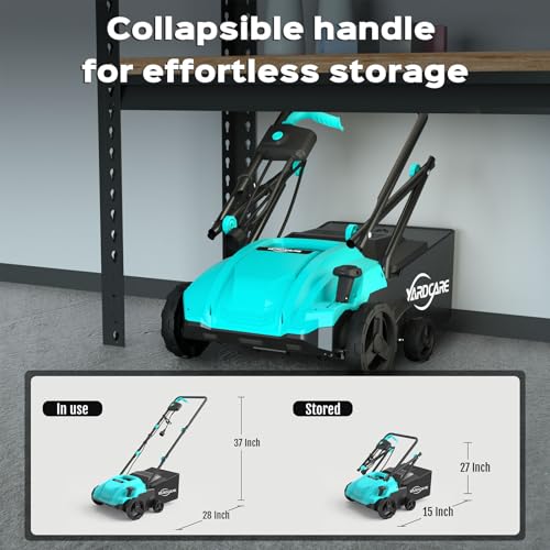 YARDCARE 13-Inch 2-in-1 Electric Dethatcher & Scarifier, 12 Amp Lawn Tool with 8 Gal Collection Bag, Adjustable Depth, Powerful Motor for Healthier Grass