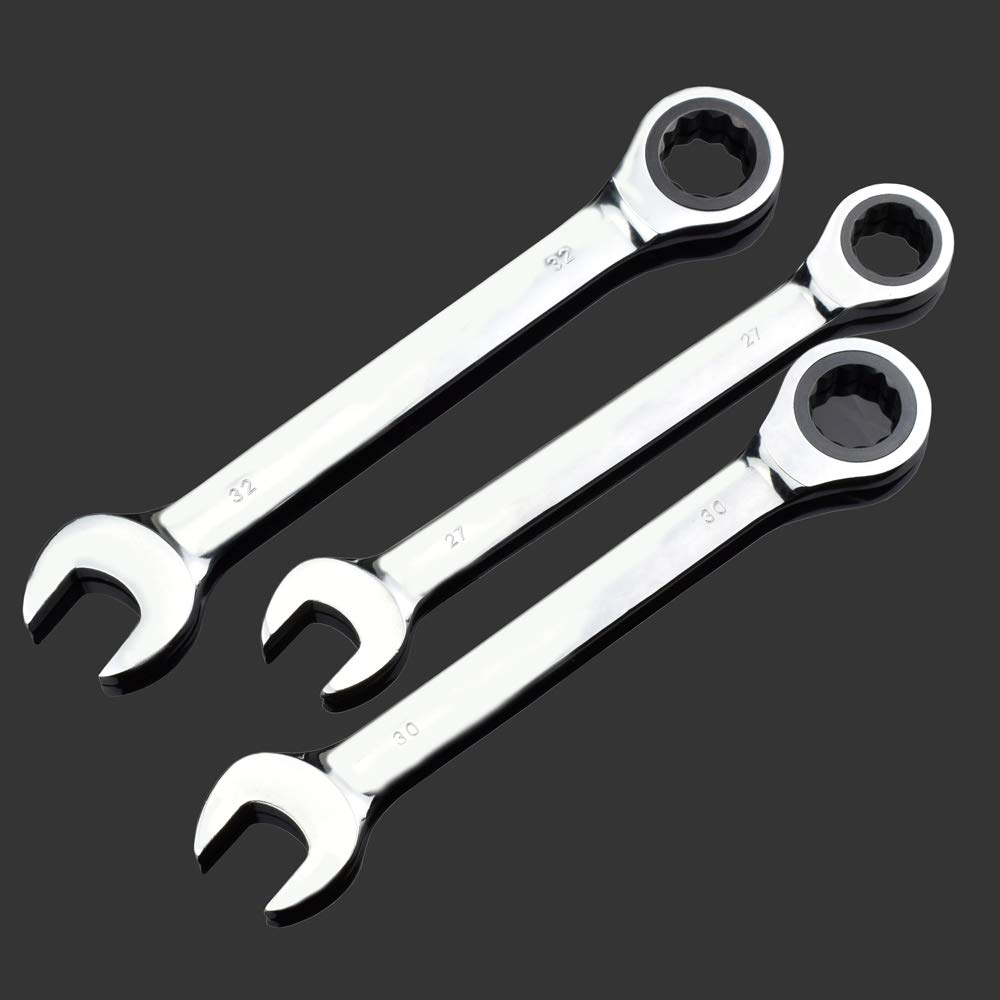 Set Chiavi Inglesi,Chiave Inglese Set di Chiavi a cricchetto a Doppia Testa fisse da 24 mm 25 mm 27 mm 30 mm Set di Chiavi combinate Chiavi universali(30mm)