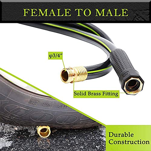 Worth Garden Leader Short Garden Hose 3/4 In. X 4 Ft. No Kink, Lead-In Water Hose With Male To Female Fittings . Pvc Durable Garden Pipe With Solid Brass For Household & Commercial 12 Years Warranty #TOP2