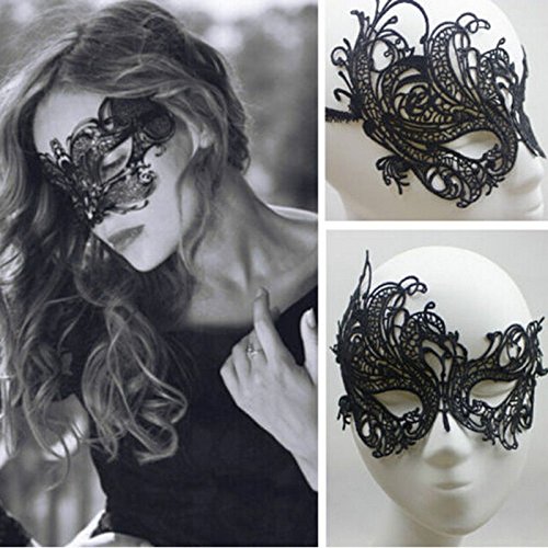 1 X Sexy Beautiful Women Lady Black Lace Floral Eye Mask Venetian Masquerade Fancy Party Birthday Christmas Dress (Black)