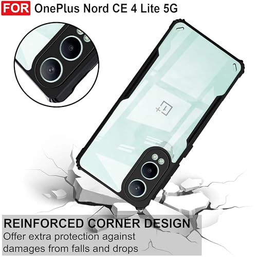 Image of Zapcase Back Case Cover for OnePlus Nord CE 4 Lite 5G | Compatible for OnePlus Nord CE 4 Lite 5G Back Case Cover | Clear Case with Camera Protection | (TPU + PC | Matte Black)