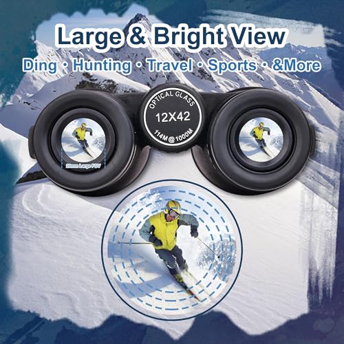 Binoculares Elevon 12x42 HD para adultos, ligeros y compactos miniatura 3