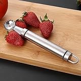 Erdbeer-Entkerner und Tomatenstiel-Entkerner aus Edelstahl, multifunktionaler Entkerner und...