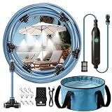 Homasky Portable Misting System for Outdoor Cooling, 23 FT Misters for Outside Patio with Rechargeable Pump, 30L Water Bag, 6 Adjustable Nozzles for Tent, Canopy, Backyard, Umbrella and Camping