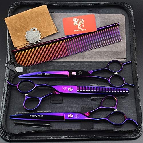 high-end Professional pet Care 7.0 inch pet Scissors JP440C Steel Purple Left hand scissors (Set1)