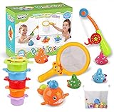 [Lustiges Angelspiel] – Das helle und farbenfrohe Angel-Badespielzeug fängt die Augen der Kinder auf den Boden und fangen sie direkt. Bietet stundenlangen Spaß und verbessert auch die Koordination. Der Fischhaken ähnelt dem echten und der große Ring an der Oberseite des Fisches macht das Angeln von Babys anspruchsvoller. Kinder können ein Rennen haben, der die Fische am schnellsten und am meisten aufheben könnte. Sie können auch das Fischernetz verwenden, um Fische zum Spaß zu schaufeln.
