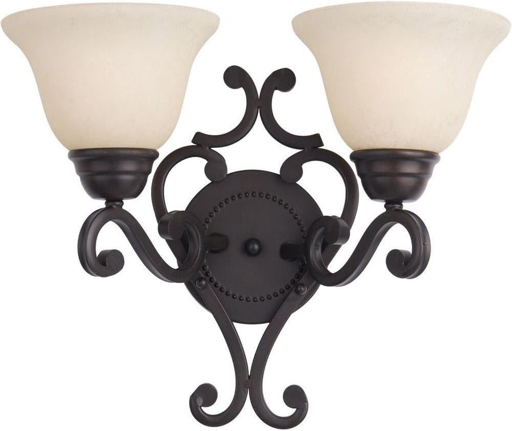 Maxim Lighting Manor 2-Light Wall Sconce | Rubbed Bronze Finish | Transitional Indoor Light Fixture | Ideal for Hallways, Bedrooms & Bathrooms | Dimmable | Home Decor Light Fixture | 12212FIOI