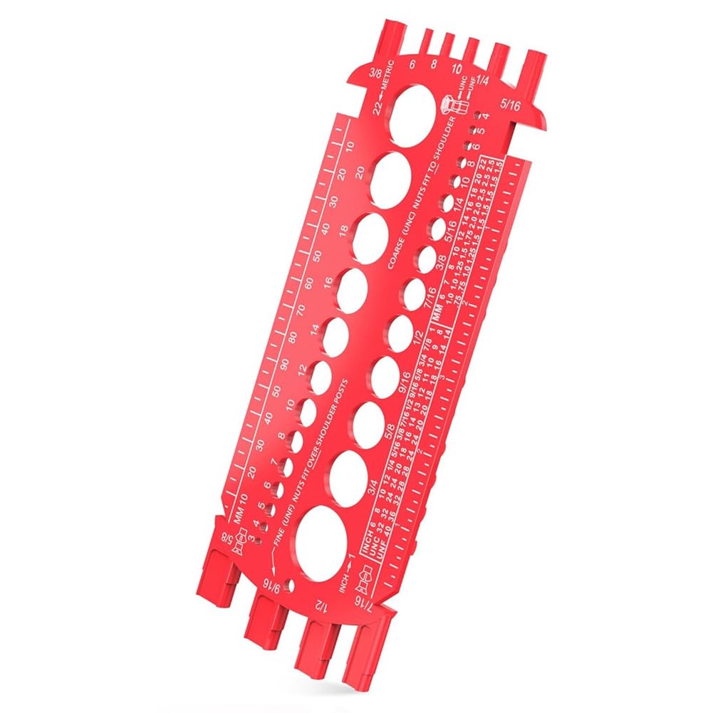 Vjsujehgy Bolt Gauge (Metric and SAE),Bolt Sizer for Quickly Sizing Nuts and Bolts, Plastic Bolt Measuring Tool,Thread Gauge