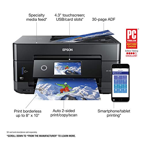 Image of Epson Expression Premium XP-7100 Wireless All-in-One Duplex Color Photo Printer, Scanner and Copier for Computer and Mobile Printing, USB Connect, Compact, Black