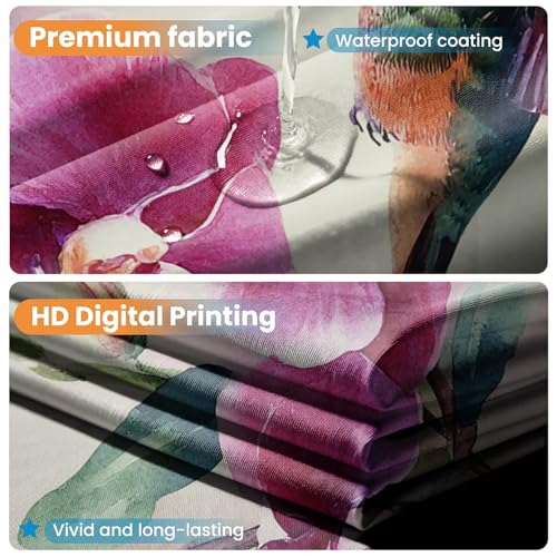 TANGXUNFA Orchid Hummingbird Shower Curtain for Bathroom, Water-Resistant Long Shower Curtain Set 72x72 Inch with Metal Grommets and 12 Metal Hooks by TANGXUNFA - Used condition - Image 6