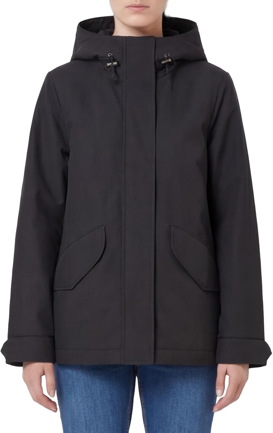 Rokka&Rolla Women's Water-Resistant Anorak Hooded Windbreaker Rain Jacket Transitional Trench Coat