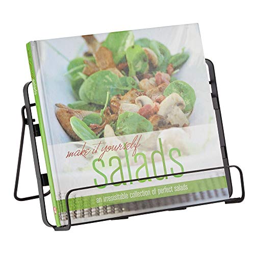 mDesign Modern Decorative Metal Farmhouse Recipe Book and Tablet Stand for Kitchen, Pantry, Bedroom or Office fits on Countertops and Cabinets - Black