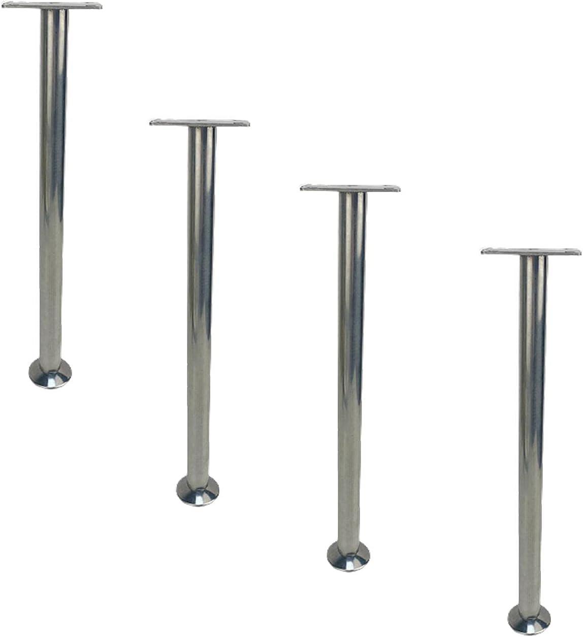 Generico Set of 4 Adjustable Stainless Steel Table Legs, Heavy Duty Metal Furniture Feet with Stability Support, Screwed Plate for Enhanced Durability