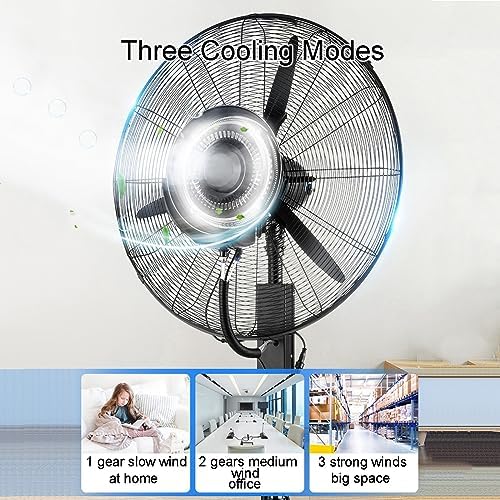 Portable Misting Fan - 28"/32" Industrial Pedestal Fan with Standalone Tank, 3 Speed Settings, One-Key Oscillation, 120° Cooling Mist for Outdoor/Indoor Use