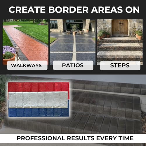 Brick Concrete Stamp Set of 3 - Made in USA - Decorative Mats from Durable Polyurethane - Rigis&Flexible Forms for Driveways & Patios - Concrete Stamps for DIY Projects & Professional Use 4010/S-3