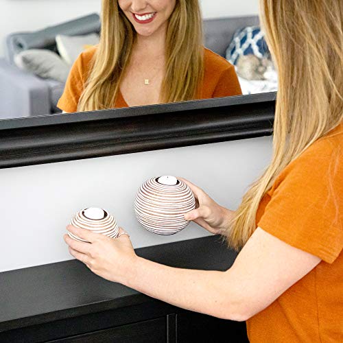 Tuva Orb Candle Holders (Gift Boxed Set of 2), Table Centerpieces for Dining or Living Room, Spa, Bathroom, Kitchen Counter, Mantle or Coffee Table Decor (Light Brown and White) - Image 3