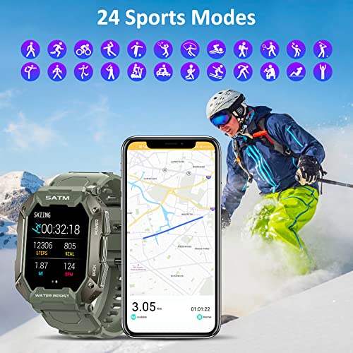 Image of AMAZTIM Smart Watches for MenWomen-5ATM /IP69K Waterproof Fitness Tracker Smart Watch for Android iPhones with Heart Rate Watch- 1.43''Tactical Military Sports Smart Watch