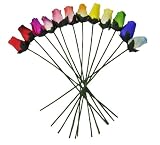 144 Stems Mixed Colors Wooden Rose Buds 18 x 8 Artificial Flowers