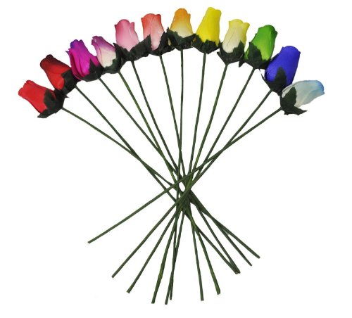 144 Stems Mixed Colors Wooden Rose Buds 18 X 8 Artificial Flowers #TOP8