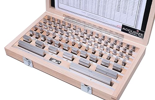 Image of Accusize Industrial Tools Precision 81-Piece Steel Gauge Block Set, Grade B Accuracy, Corrosion-Resistant, P900-S581