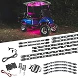 LEDGlow 12pc Million Color LED 4-Seater Golf Cart Underglow Neon Kit with Canopy, Wheel Well & Interior Lights Fits EZGO, Yamaha, Club Car, ICON, Evolution, Tomblerin, Star EV - for 12-Volt Battery