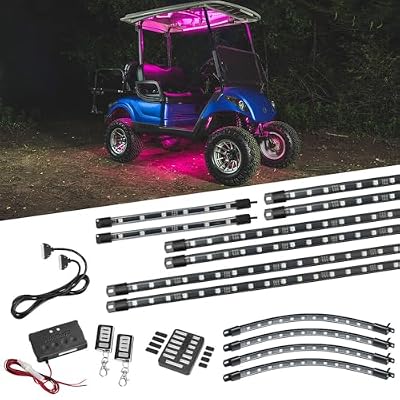 LEDGlow 12pc Million Color LED 4-Seater Golf Cart Underglow Neon Kit with Canopy, Wheel Well & Interior Lights Fits EZGO, Yamaha, Club Car, ICON, Evolution, Tomblerin, Star EV - for 12-Volt Battery