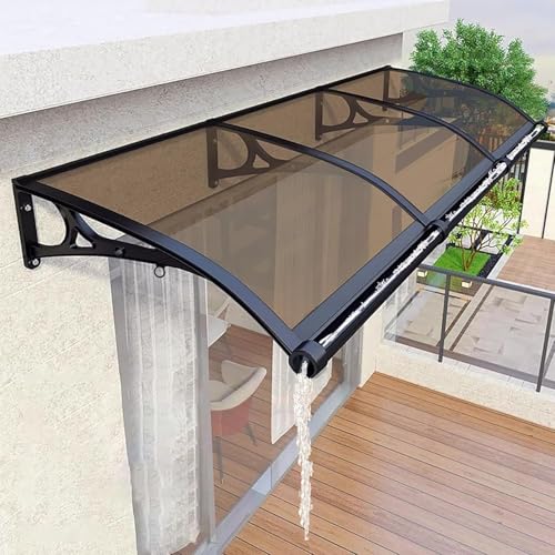 Auvent de porte polycarbonate gris marquise extérieure anti UV pluie