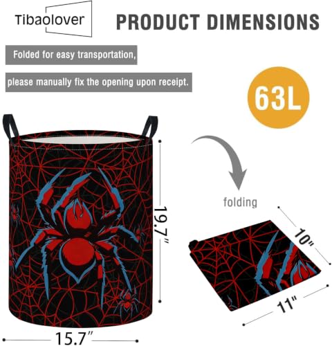 Image of Baby Laundry Basket Baby Nursery Hamper Kids Laundry Basket Toy Storage Bin for Boys Room Decor Gift Baskets for Bedroom Bathroom(Spiders)
