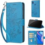 Handyhülle für Huawei P Smart Z / Y9 Prime 2019 Hülle,mit [Kartenfach] [Standfunktion] Stoßfesten Flip Hülle Klapphülle Hülle für Enjoy 10 Plus/Honor 9X / Honor 9X pro Blau