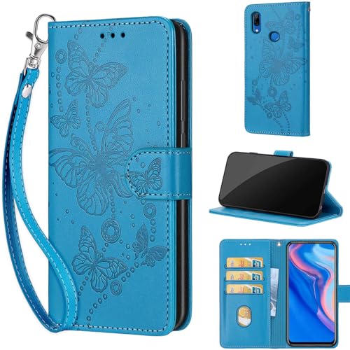 Handyhülle für Huawei P Smart Z / Y9 Prime 2019 Hülle,mit [Kartenfach] [Standfunktion] Stoßfesten Flip Hülle Klapphülle Hülle für Enjoy 10 Plus/Honor 9X / Honor 9X pro Blau