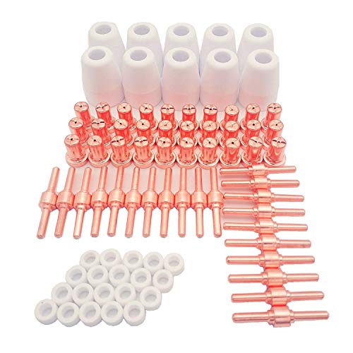 Donwind 80pcs PT-31 JG-40 WSD Plasma Electrode Tips Nozzle Extended Shroud Shield Cup Kit Fit CUT 50D 50 40 Plasma consumable cutting