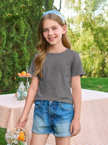 Image of Haloumoning Girls Short Sleeve T Shirts Kids Summer Crewneck Tops