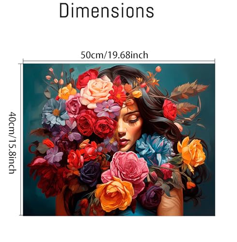 Image of Clendo Flower Woman Paint by Numbers Kit for Adults, DIY Flower Paint by Numbers on Canvas, Colorful Picture Oil Painting Art and Crafts Kits for Wall Decor 16x20inch(Without Frame)