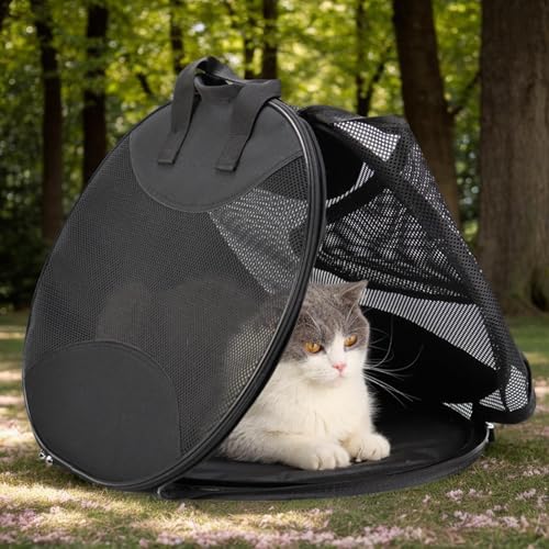 Transporte de viaje para gatos con compartimento de almacenamiento 3