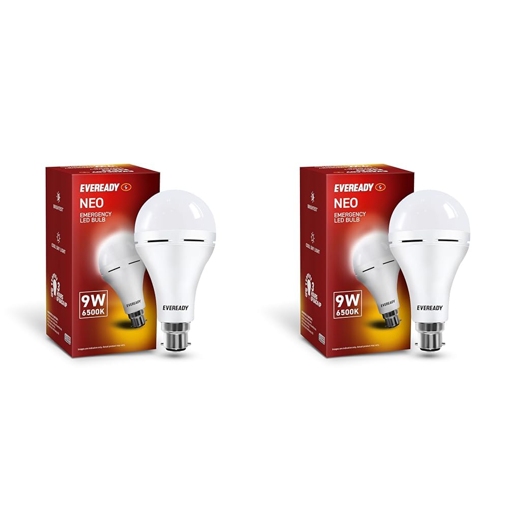 Eveready Eve EME LED 9W B22D Emergency Inverter LED Bulb| Cool Day Light (6500K) | Energy Efficient| IBMS Technology | 4 Hour Battery Backup | Li-on Battery Inside (Pack of 2)-image-31