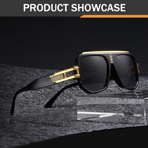 Image of Retro Polarized Pilot Sunglasses Men Women Vintage Square Metal Designer Style 80s Shades Eyewear