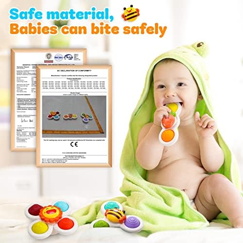 lenbest Suction Cup Spinner Toy - Baby Toys with Suction Cup Silicone - Baby Sensory Toys - Early Development & Activity Toys - Bath Toys for 1 2 Year Old Boys Girls- Baby Boy Girl Toys 6 12 Months