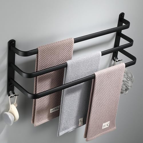 Porte-serviettes de bain mural 80cm suspendu avec crochets de cuisine