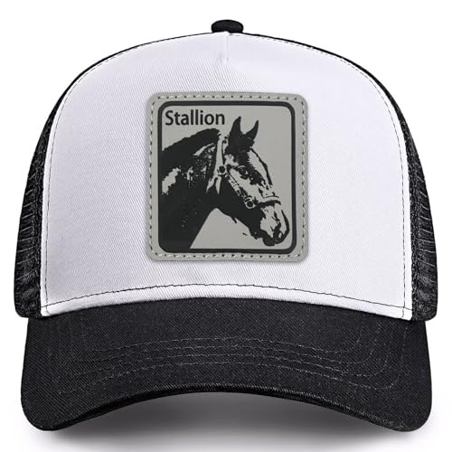 Horse Hat Stallion Trucker Hats Leather Pattern Adjustable Snapback Mesh Animal Baseball Cap for Men