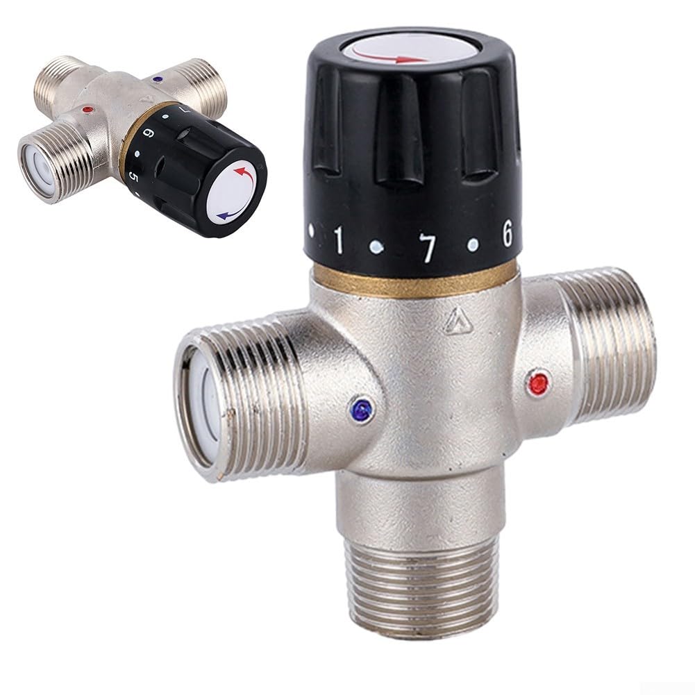 Válvula mezcladora termostática para calentador solar, 3/4 pulgadas DN20 para BSP latón unidireccional agua caliente y fría válvula mezcladora termostática automática