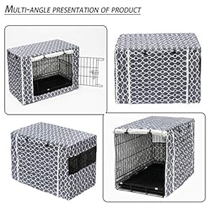 Pethiy Dog Crate Cover Durable Polyester Pet Kennel Cover Universal Fit for Wire Dog Crate – Fits Most 36 inch Dog Crates – Cover only-Gray-36