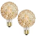 Owilukie G95/G30 Larger Decorative LED Light Bulb 4W Equivalent E26 Bulb 40 watt,Vintage Edison Globe Bulbs Pineapple Shaped,Warm White 2200K Amber E26 Edison Bulb dimmable,AC120V,2 Pack