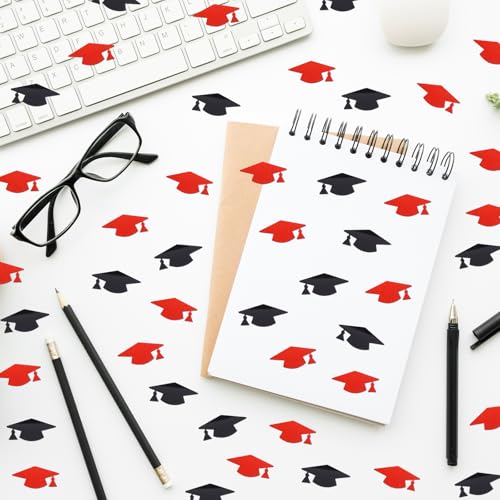 Image of Red and Black Graduation Cap Confetti 2026, Class of 2026 Table Centerpiece Grad Confetti for 2026 Graduation Party Decorations Supplies