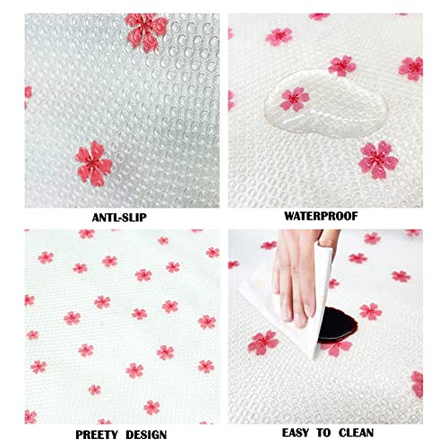 Cherry Blossom Flower Shelf Liner For Kitchen Cabinets Non-Adhesive Drawer Liner Non-Slip Refrigerator Liner Waterproof Fridge Pad Cupboard Mat Easy Placemats, 17.7"X59" #TOP2